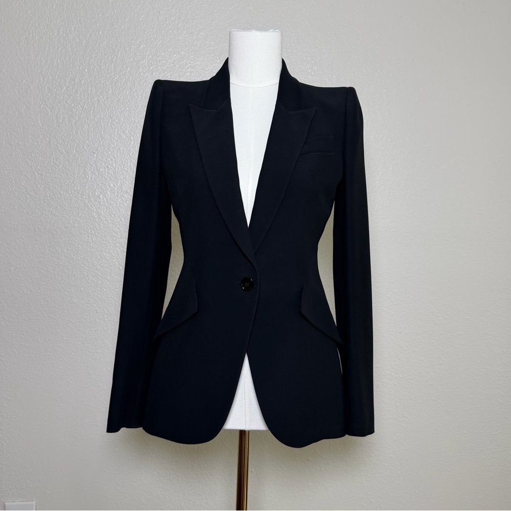 Alexander McQueen Black Sculpted Tailored Blazer IT 40